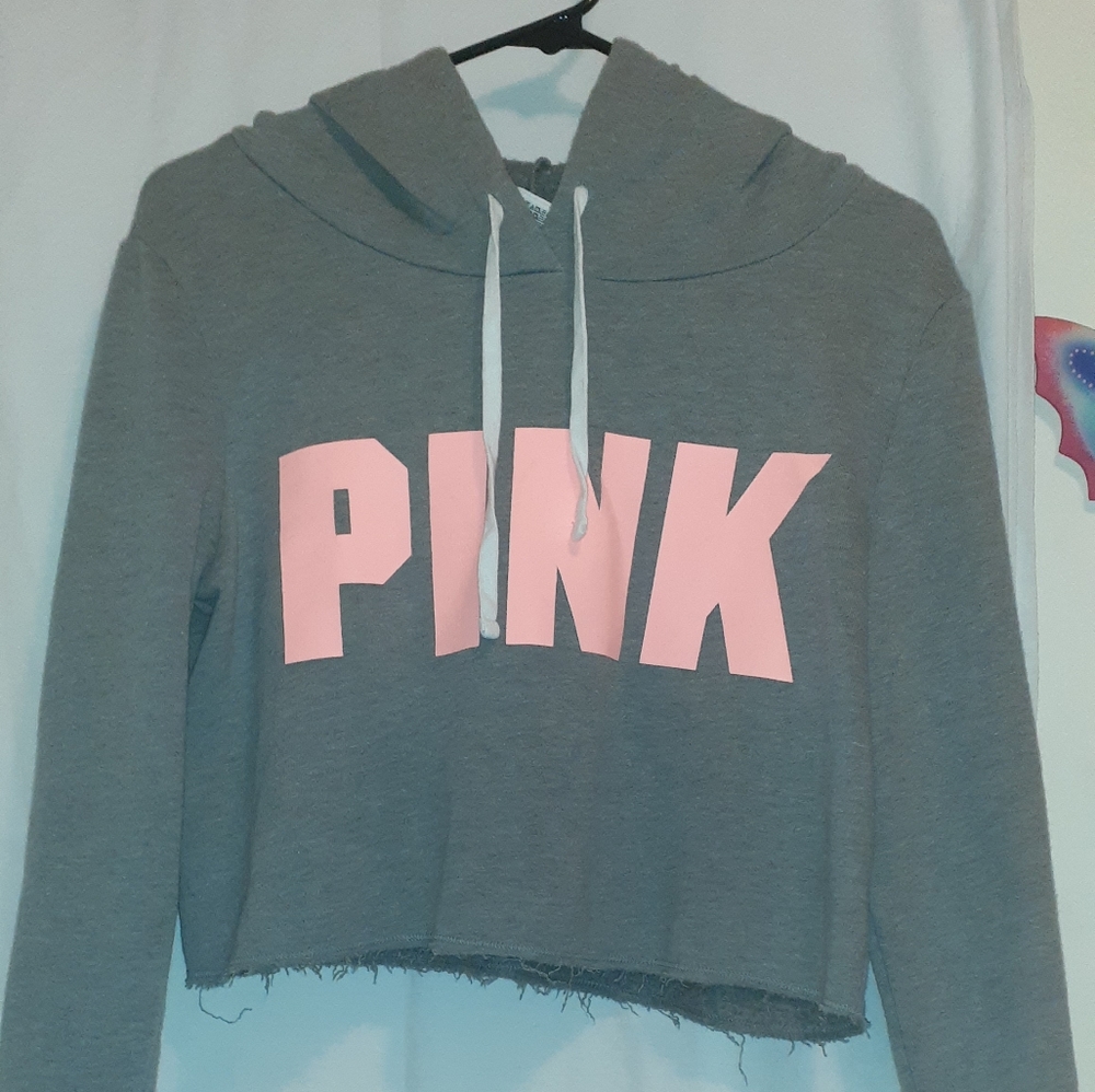 Pink hoodie crop top